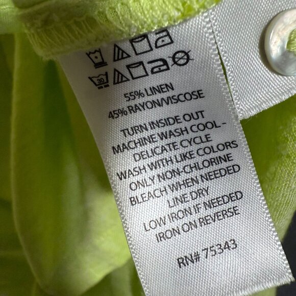 Tahari Roll Tab Sleeve Button Front Shirt Dress Women's Size Medium Lime Green - Picture 10 of 10